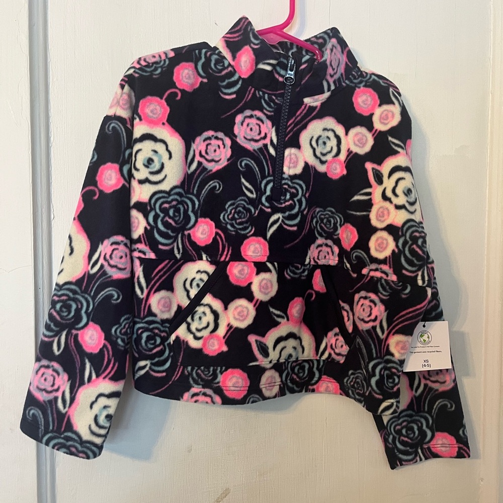 Althletic Works size 4/5 floral fleece half zip top NWT